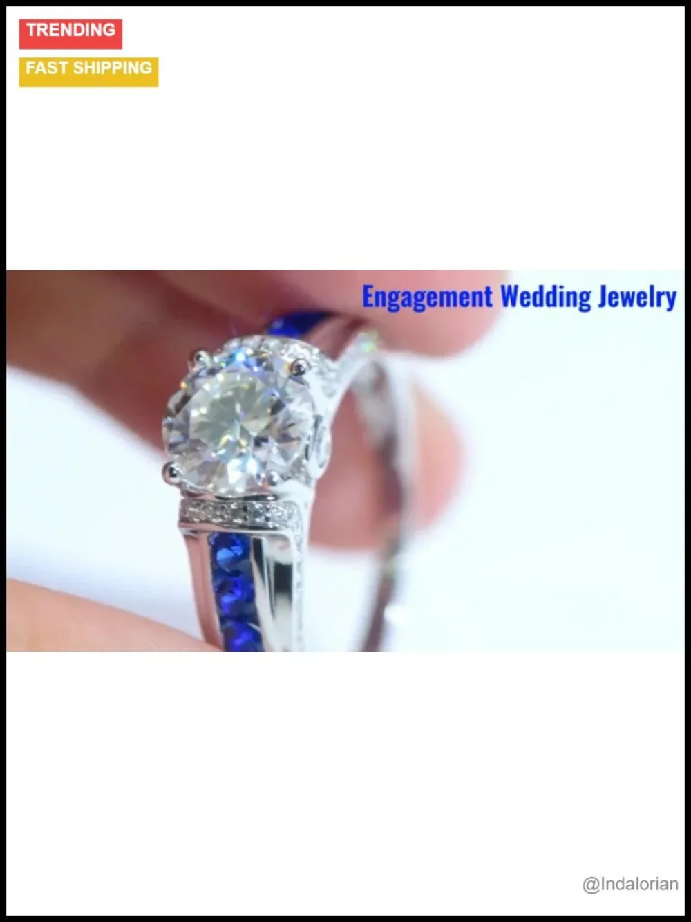 3ct Round Cut Moissanite Engagement Ring Sterling Silver 18K White Gold Plated